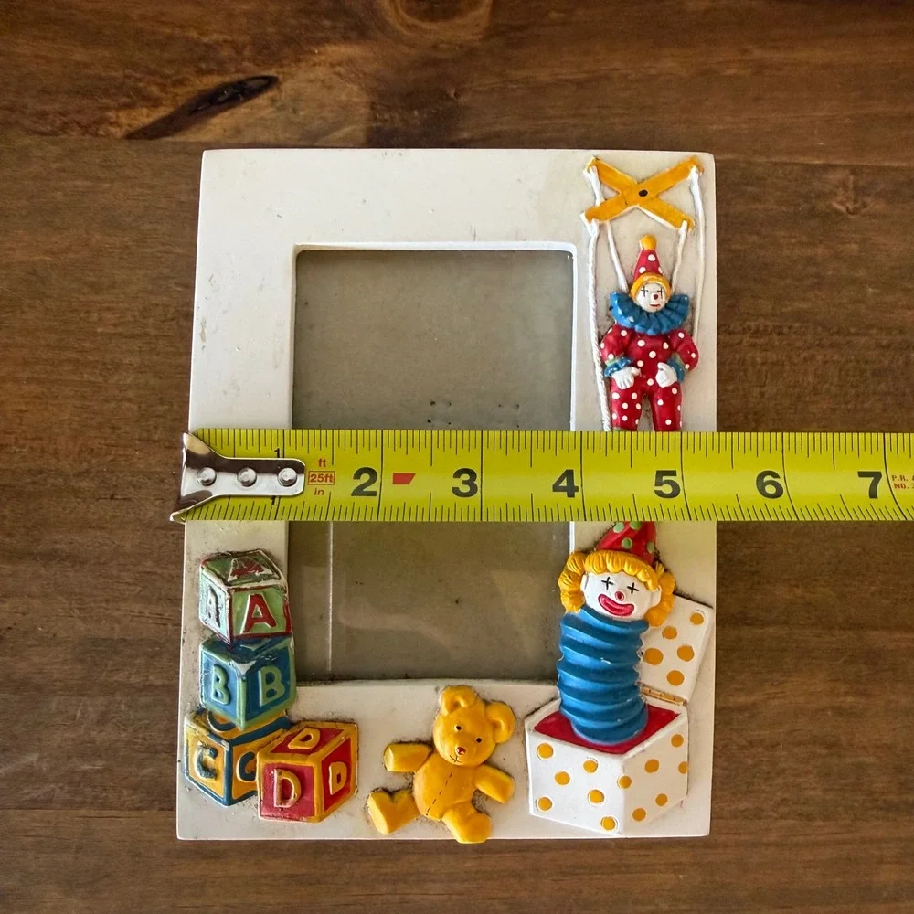 Vintage 1990 Alberte Price Clown Teddy Bear Toy Theme 3D Photo Frame White